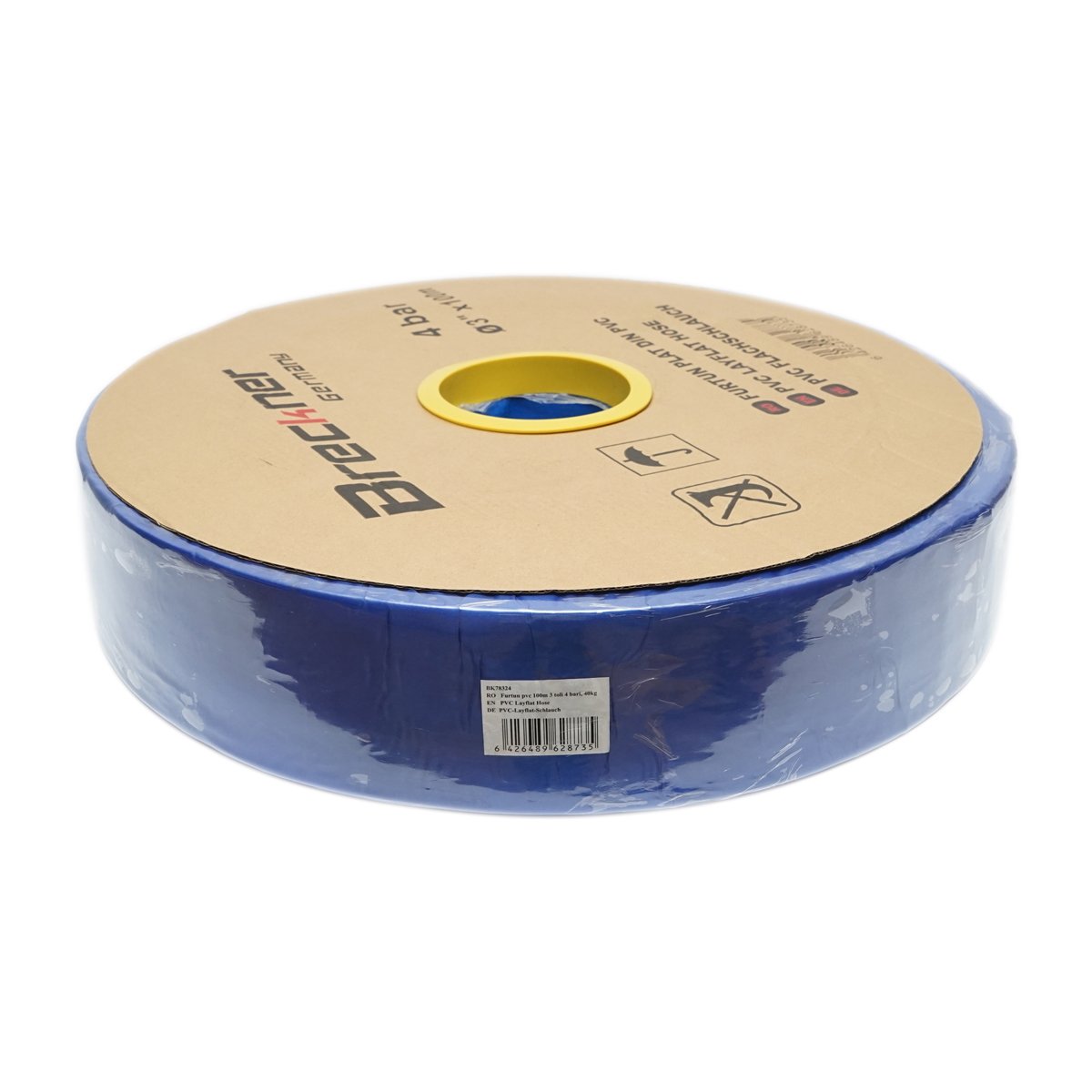 Furtun plat apa pentru irigat din PVC 3 toll lungime 100m, PN4 Breckner Germany